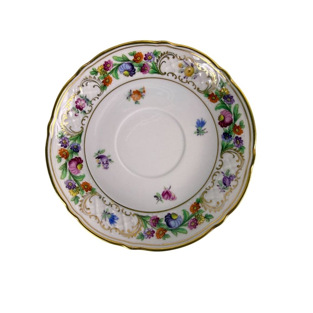 Schumann Empress Dresden Flowers 5.5" Saucer Plate With Gold Trim Germany